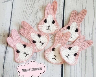 Rabbit Bunny Embellishment DIY Hair Clip Bow Headband Pin Flat Back Applique Easter Bunnies Flatback Crochet Scrapbooking Supplies Pink Gray