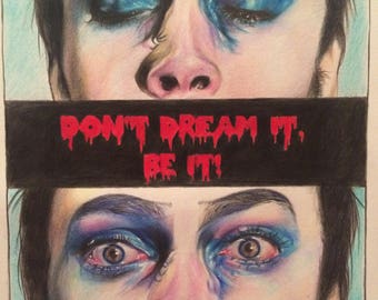 A4 The rocky horror picture show original art print, dr frank n furter, tim curry, cult classic, horror movie