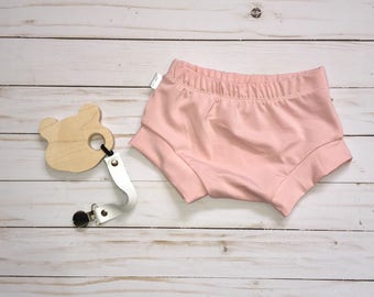 Soft pink bamboo shorties • baby girl clothes • bamboo baby •