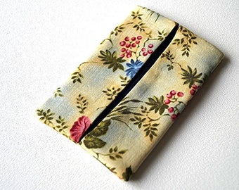 Pocket Travel Tissue Holder in Yellow, Pink and Blue Floral Fabric