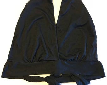 Vintage Black 70s Cropped Halter Top Summer Boho