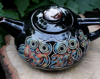 Ceramic teapot Owl Gift for bird lovers Mothers gift Romantic gifts Unique teapot Anniversary present|for|sister Original gift|for|grandpa