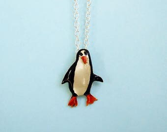Sterling Silver Penguin Necklace Penguin Jewelry Penguin Gift Animal Jewelry Enamel Jewelry by Dialecti Paslidou
