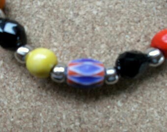 Bracelet ; Rock / Hippy/ Goth Unique , Beaded 7.5 " NEW