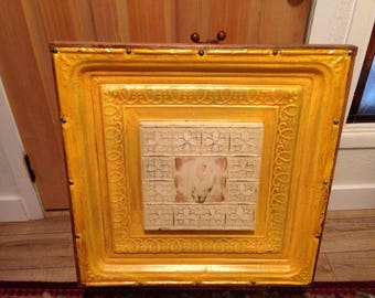 Antique Ceiling Tile/Flower 25"x25"