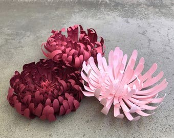 3D SVG Flowers, Die Cutting Files for Blooms, Silhouette & Cricut Flower Dahlias, Digital Download, DIY Paper Flower Wedding Decorations