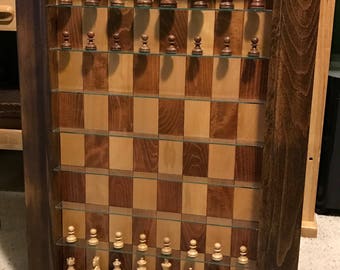 Straight up chess, vertical chess set