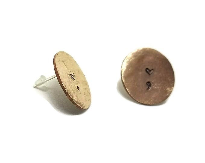 Copper Stud Earrings, Mixed Metal Hand Stamped Earrings, Suicide Prevention, Mental Illness Awareness, Depression Awareness