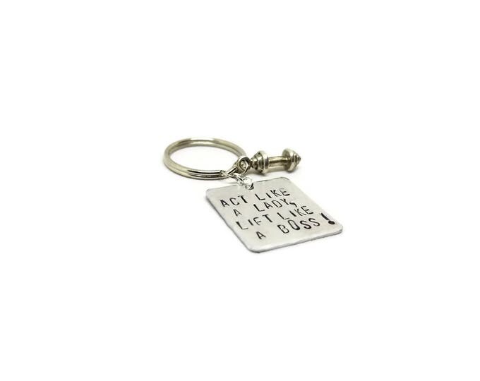 Act Like a Lady Lift Like a Boss Keychain, Cross-fit Key Chain, Workout Gift, Gym Key Chain, Gift for Her, Unique Birthday Gift