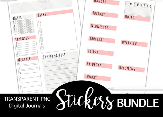 2 Transparent PNG Digital Planner Stickers Pages Apricot and