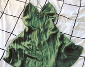 Vintage Olive Green Victoria's Secret 100% Silk Slip Nightie