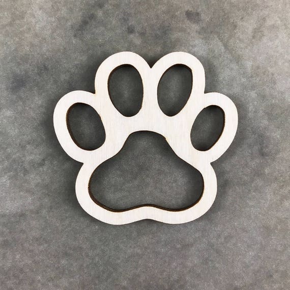 Paw Print Laser Cut Wood Shape Dog Paw Wooden Cut Out Wood