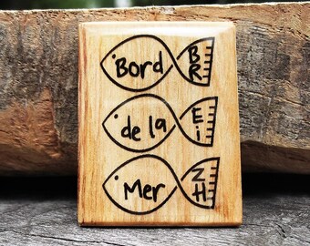 Magnet in Ash wood,magnet in wood,wood magnet,Bord de la mer BREIZH,Brittany,Bretagne,Aimant en bois,magnet en bois frêne et résine
