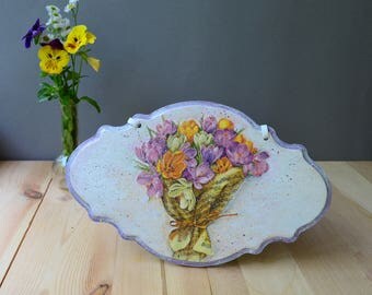 Crocus floral thank you wood card, love greeting wooden card personalized custom save the date card congratulations wedding anniversary card