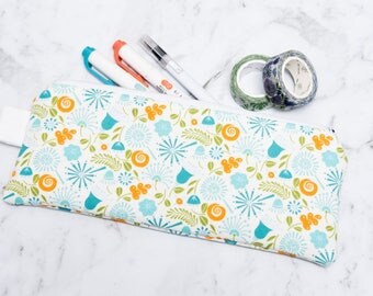 White Nature Print Pencil Case