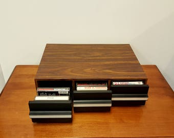 Vintage Three Drawer 36 Ct Cassette Tape Holder Storage Box Holder Organizer