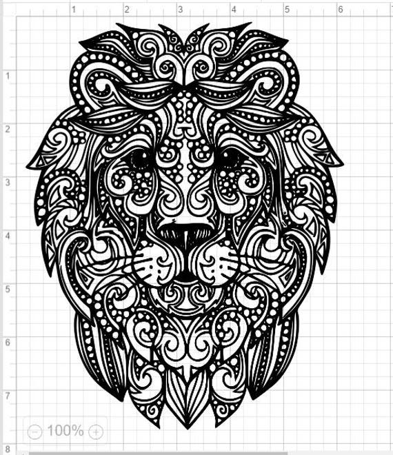 Mandala Style Lion Head and Neck SVG PDF EPS Dxf & Studio 3