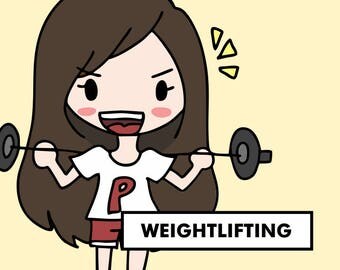 WEIGHTLIFTING Stickers / Planner Stickers, Workout, Strength, Exercise, Beast, Dumbbells, Lifts, Deadlift, Scrapbook, Calendar / SD37