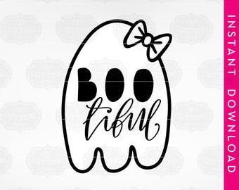 bootiful svg, dxf files, Bootiful, ghost svg files, boo svg, baby halloween svg, halloween clipart commercial use, girl ghost svg, scary svg