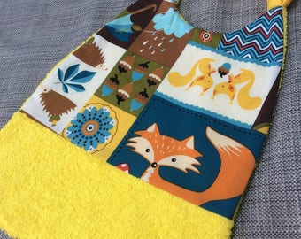 Bavoir motif automnal et tissu éponge jaune