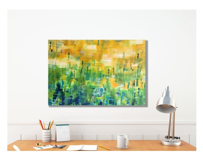 Forest Canvas Print - Modern Abstract Art Painting, Wrapped Giclee, Sunshine Forest, Enchanted, 8x10, 30x40, multiple sizes, above couch