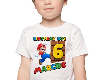 Super Mario Bros Birthday Shirt Personalize Super Mario Birthday Party Shirt Add Custom Name & Age