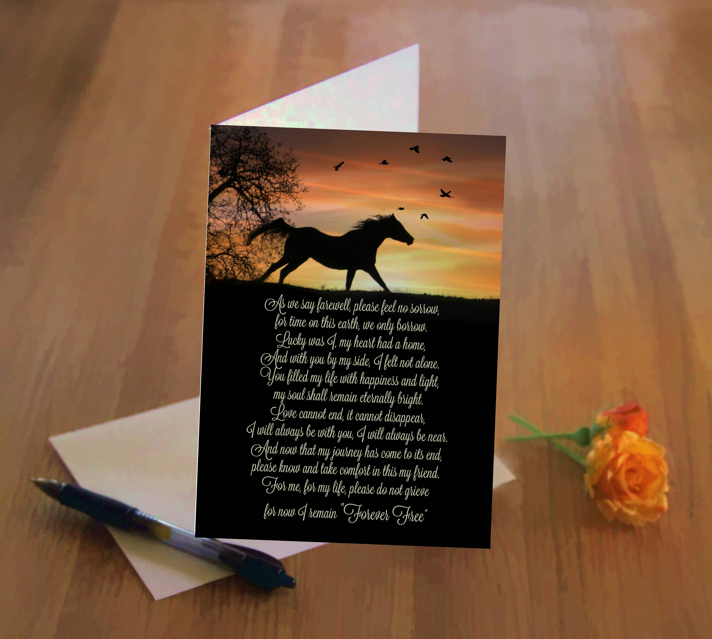 Horse Sympathy Loss of Horse Spiritual Poem Sympathy Card