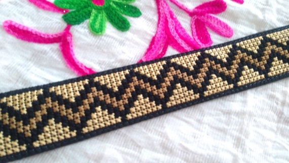 Embroidered ribbon trim by the yard black ribbon embroidery