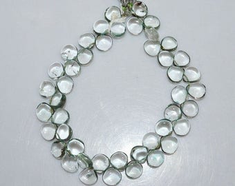50% OFF Natural Green Amethyst Smooth Heart Shape Beads - Green Amethyst Heart Shape Briolette , 8 x 8 mm , 8" , BL1851
