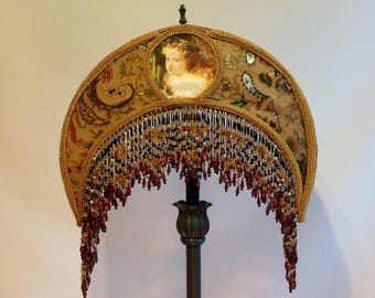 Lampshade BoHo Fairy Lampshade Gypsey Lampshade Victorian Beaded Lighting #bohodecor #Fairy lighting