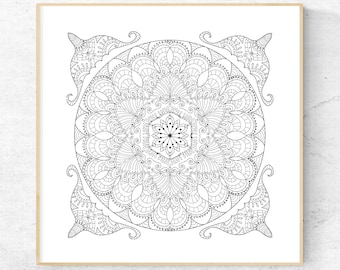 Download Items similar to Mandala Coloring Pages Mehndi Henna, Black and White Printable Nautical Anchor ...