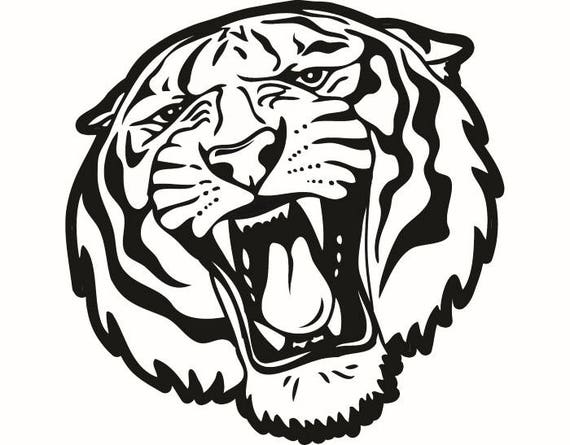 Tiger 9 White Wild Cat School Mascot Tattoo Logo .SVG .EPS