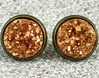 Amber Druzy Earrings - Drusy - Bridesmaid Gift - Mother of the Bride Earrings - Autumn Earrings - Fall Earrings - Druzy Jewelry - Earrings