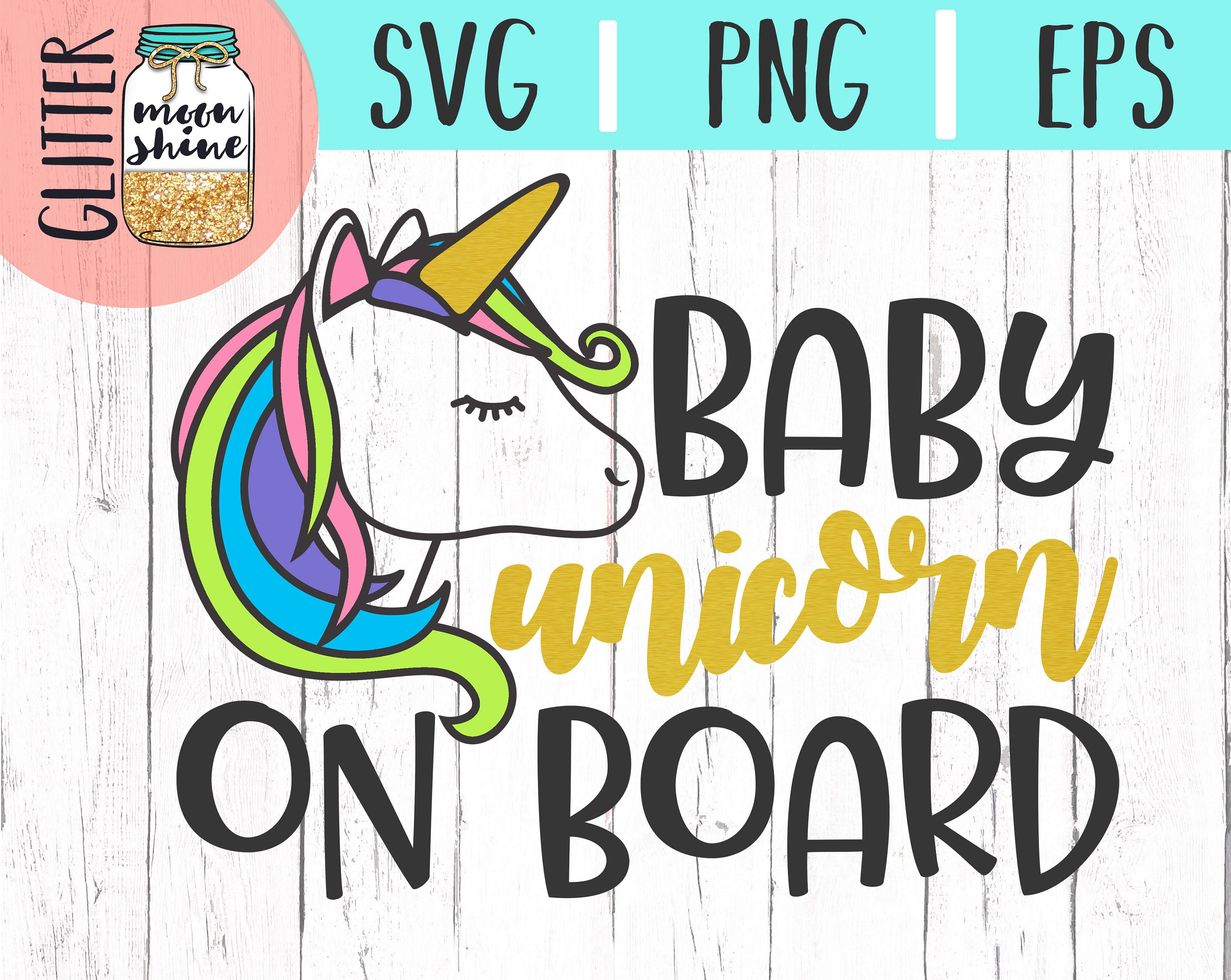 Download Baby Unicorn On Board svg .eps png Files for Cutting Machines