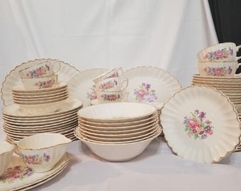 ON SALE, Leigh ware set, Leigh Potters Set, Leigh ware full Set, Leigh ware dinner set, Vintage Leigh ware, 22K Porcelain, Vintage Porcelain