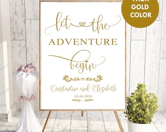 Wedding Sign,Wedding Sign Printable,Welcome to Our Wedding Sign,Wedding Printable,Digital Welcome Printable,Let the Adventure Begin,faux