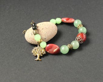 Tree of life jewelry bracelet Red carnelian bracelet Jasper mookaite bracelet Jade bracelet Health energy bracelet Brown gemstones bracelet