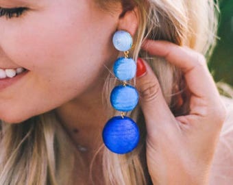 The Lido: A Blue Ombre "Bon Bon" Style Pom Pom Earring
