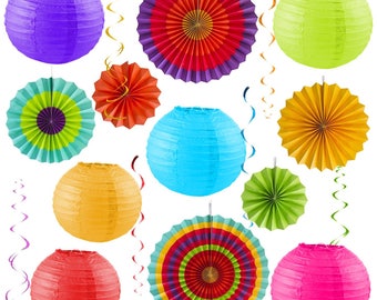 Colorful Party Pack – Birthday Decorations - Outdoor Fiesta – Cinco De Mayo – Baby Shower – Wedding – Bachelorette - Photo Props