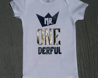 Mr Onederful Shirt, 1st Birthday Boy Outfit, First Birthday Boy Shirt, Mr Onederful Shirt Boys, Trendy Baby Boy Clothes, fast shipping