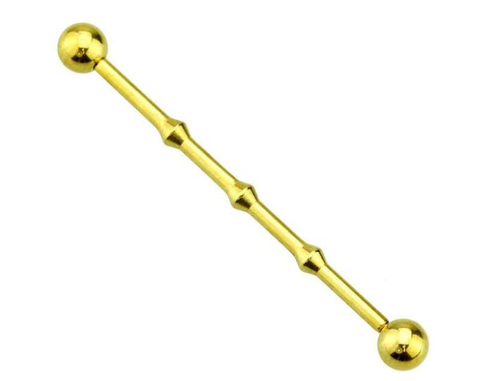 IP Plated 316L Surgical Steel Industrial Barbell Medium Diameter with 3 Knot
