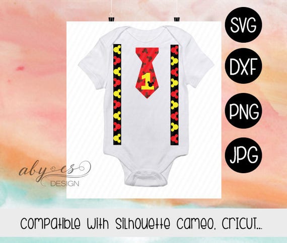 Download Mickey Suspenders SVG Suspenders and tie SVG First Birthday