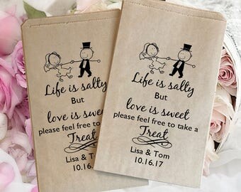 Wedding treat bag | wedding favor bag | Wedding candy bag | Kraft favor bags | Wedding popcorn bags | Personalized wedding bag | Salty dance