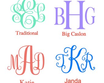 Monogram Decal, Yeti Decal, Water Bottle Decal, Wedding Party Decal, Personalized Decal, Monogram Sticker, Car Decal, .99 Shipping