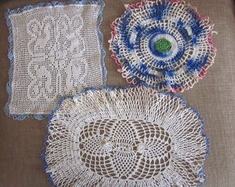 Three Lovely Vintage Crochet Doilies