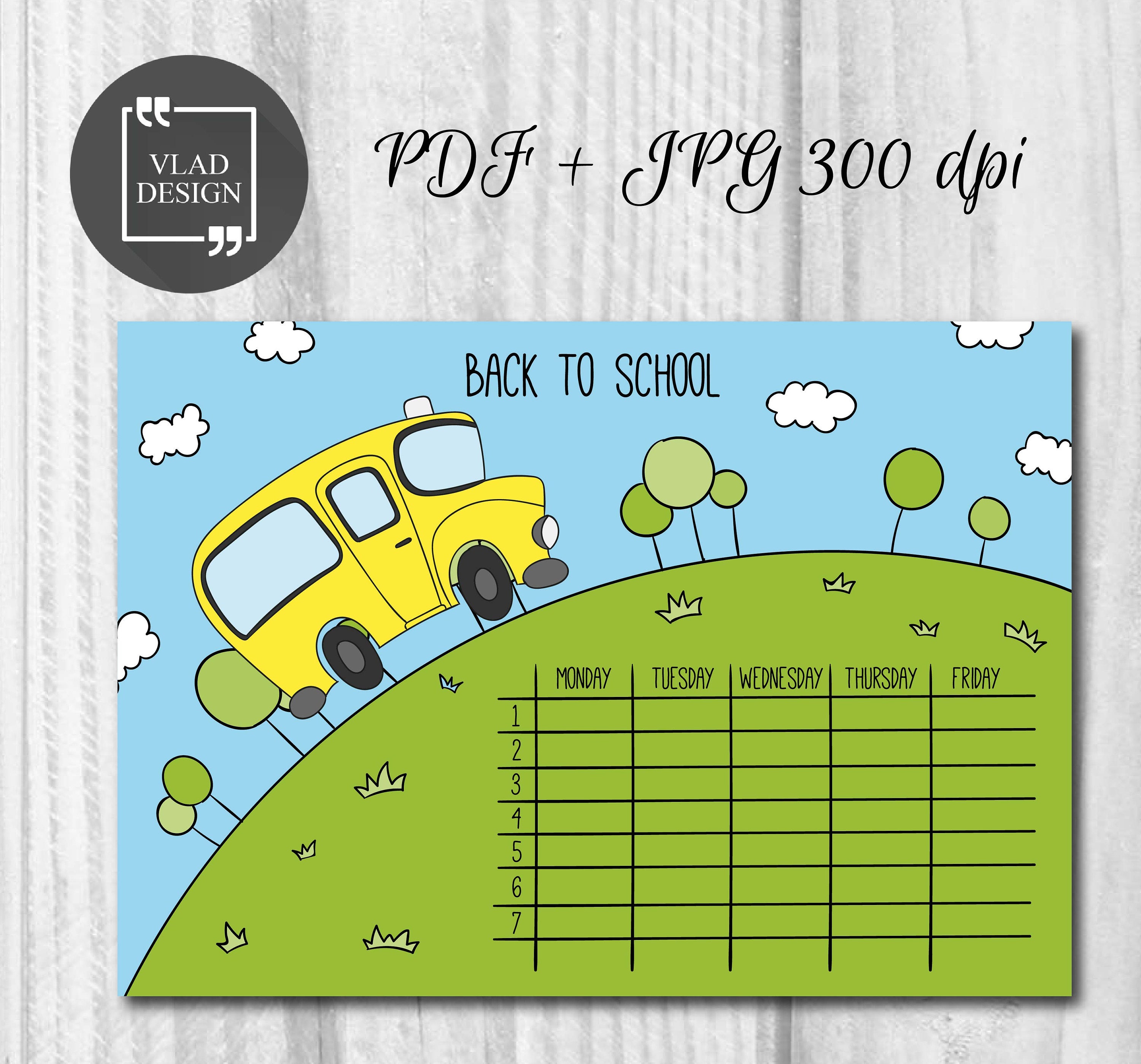 Printable School Timetable School Bus Timetable Template