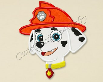 Paw Patrol Marshall Head applique embroidery design, Paw Patrol Machine Embroidery Designs, designs for baby, Instant download #004