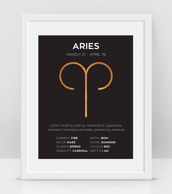 Aries Zodiac Sign Aries Poster Aries Sign Print Aries