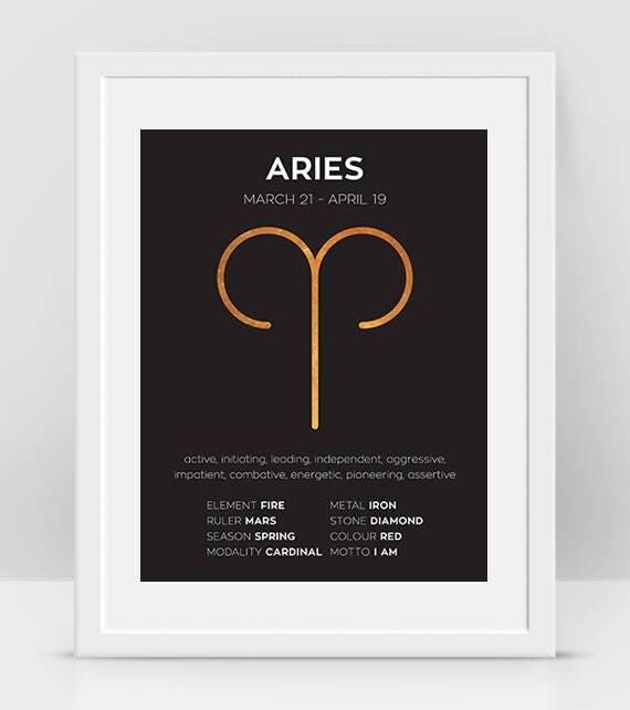 Aries Zodiac Sign Aries Poster Aries Sign Print Aries