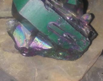 Rainbow/Electroplate Mystic Aura Quartz Cluster